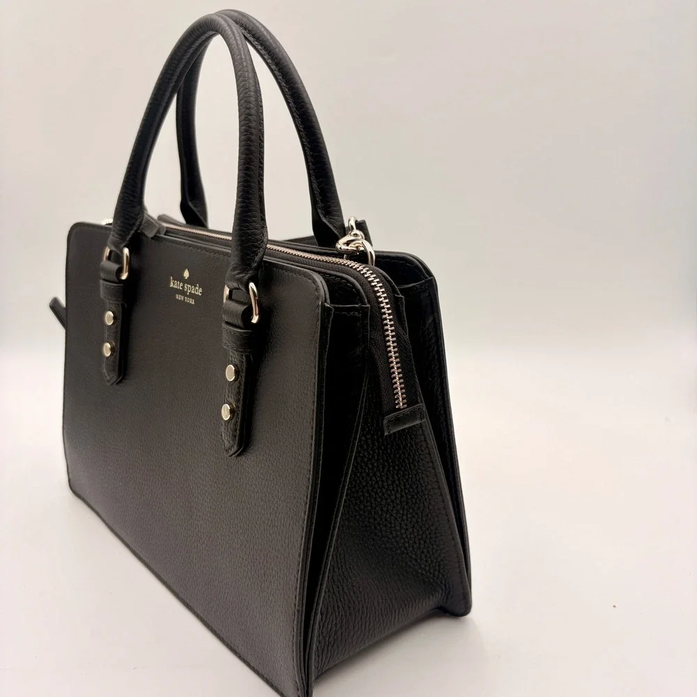 Kate Spade Mulberry Street Lise Black Pebbled Leather Satchel Bag K1115 NWT